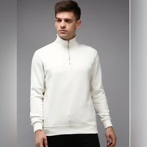 NWT Albert Ross Peruvian Cotton White Half-Zip Golf Sweatshirt Fits XL to XXL